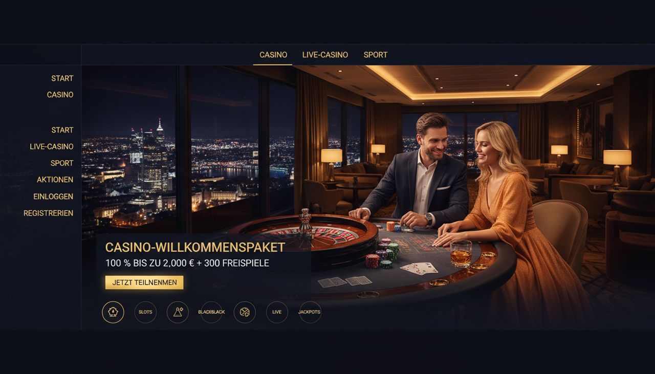 Startseite von TowerCasino mit Navigation, Spielkategorien und Slot-Übersicht