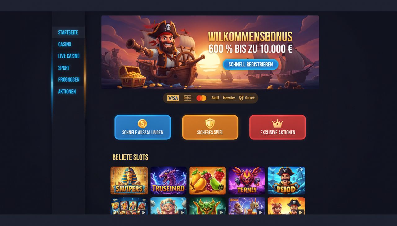 Startseite von Smashcasino mit Navigation, Spielkategorien und Übersicht der Spielautomaten