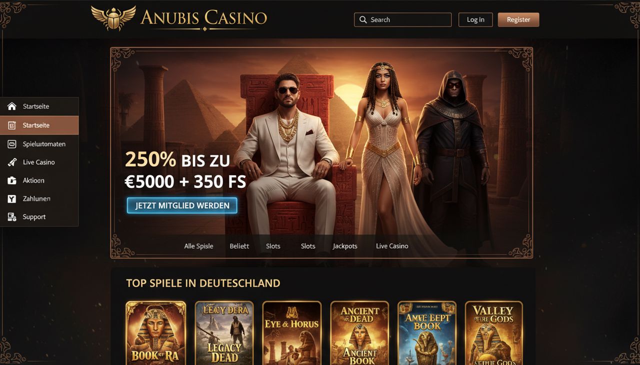Startseite des Online Casinos Realz mit Spielelobby und Navigation